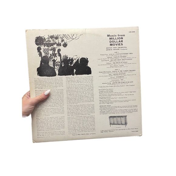 Fiedler BOSTON POPS MUSIC FROM MILLION DOLLAR MOVIES 1960 RCA Lp Film Score - Picture 2 of 5